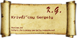 Krivácsy Gergely névjegykártya